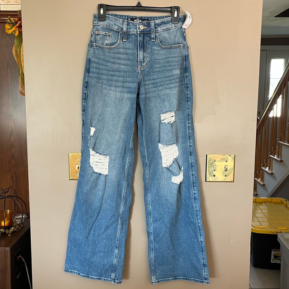 NWT Hollister high rise vintage baggy ripped jeans size 0R